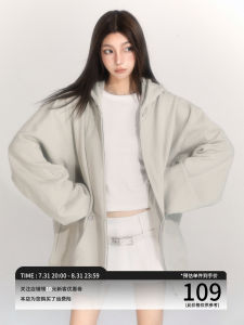 Áo Khoác Nỉ Màu Xám Rộng Rãi Có Mũ Trùm Đầu Phong Cách Mỹ Cho Nữ Áo Khoác Ngoài Khóa Kéo Dài Mùa Thu Xuân 2024 Áo Len Cardigan Mới