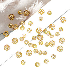 10pcs Brass Copper with 18K Gold Plated Beads Cap Flower Cap For DIY Fashion Jewelry Findings Making Accessories