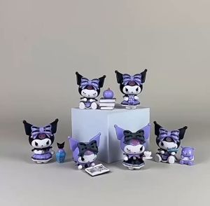 Kuromi (6 pcs) Sanrio Anime Figure Purple Kuromi Doll Toy Cute Model Gift Display Collection Cake Decoration Cake Topper