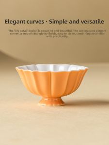 JISU | Tall Lotus Petal Ceramic Teacup