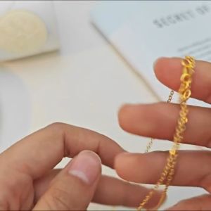 สร้อยคอทองคำแท้ 18K ลายจันกระพริบ (Au750) น้ำหนัก 0.8 กรัม ยาว 18 นิ้ว หรือ 45 ซม. ทอง แท้ หลุด จำนำ