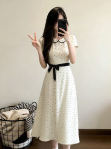 Karrar betsey | Vintage Polka Dot Bow Waist Short Sleeve Dress
