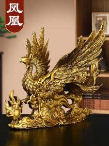 Pure Copper Phoenix Ornament Cloud Fire Phoenix Home Living Room Decor Crafts Wedding Gift Bedroom Decorations Chinese Style Desktop Sculpture