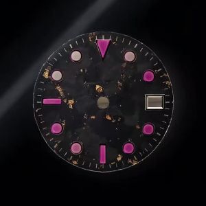 NH35 Carbon Fiber Watch Dial 28.5mm Blue Swirl Pink index Markers Date Window For watch NH35 Mod Mechanical Watch