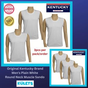 Wholesale 3 Pieces Original Kentucky Plain White Muscle Sando Round Neck for Men Teens Adults