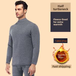 5XL Men Thermal Underwear Set Ultra-Thick Fleece Lined Warmth Enhancement Winter Clothing Long Sleeve Polyester Fiber Base Layer
