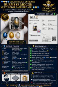 Natural Untreated Burmanese Sapphire Multicolor 4.4 carat Certified silver handmade ring