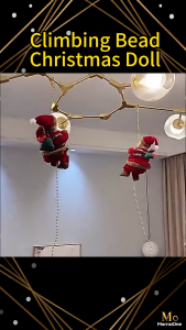 Christmas Hanging Santa Toy Plush Electric Musical Singing Climbing Rope Ladder Tree Decor
