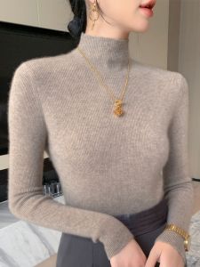 Slim Fit Long Sleeve Half High Collar Base Shirt Womens Autumn Winter Knitwear Fashionable Tight Coat Inner Wear Multi Color