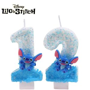 Disney cartoon Stitch 0-9 blue and white digital candle Suitable for Birthday Party Cake Decoration anniversary parties ﻿