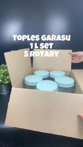Toples Garasu Set 5 - Toples Bening untuk Kue - Toples Kue 1 Liter - Toples Nampan Bening Lebaran