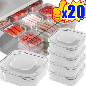 20 ชิ้น กล่องถนอมเนื้อแช่แข็ง / กล่องถนอมความสดในตู้เย็น / กล่องเก็บอาหารแบบปิดสนิท / กระปุกเก็บอาหารในตู้เย็นเพื่อคงความสด / เครื่องจัดระเบียบการจัดเก็บผักในครัวที่บ้าน