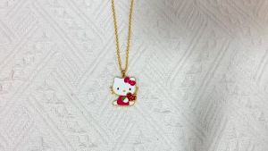 Bandai | Vòng Cổ Mặt Dây Chuyền Men Hello Kitty Có Dát Đá Hình Trái Tim Phụ Kiện Thời Trang Dành Cho Bé Gái Quà Tặng Trang Sức Nhân Vật ACG Dễ Thương