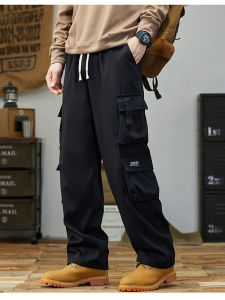 Mens Casual Workwear Pants Spring Summer Multi-Pocket Loose Straight Leg Large Size Versatile Wear-Resistant Long Trousers