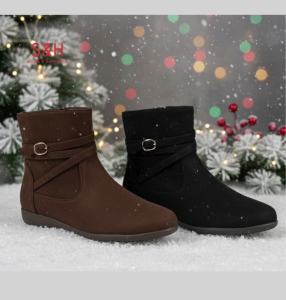 S&H Fashion Ladies Norway Cross-Strap Ankle Boots