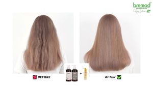 Bremod Premium Cocoa Butter Shampoo + Conditioner Set Anti-Frizz hair care 400ml +1PC Moroccan Argan Oil Serum 100ml