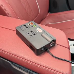 เครื่องแปลงไฟรถยนต์ เครื่องแปลงไฟ AC สำหรับรถยนต์ อแดปเตอร์ชาร์จพร้อมปลั๊กรถยนต์และหน้าจอแสดงกระแสไฟฟ้า