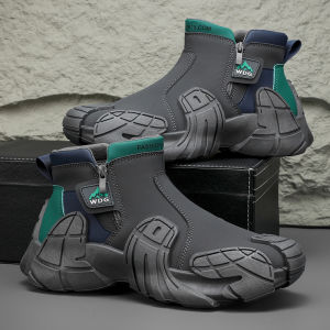 Mens Winter High-Top Sporty Work Boots Anti-Slip Waterproof Casual Martin Boots Thick Bottom Leisure Shoes for Autumn