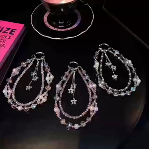 Ins Style Star Tassel Zircon Star Double Strand Crystal Beaded Phone Chain Fashion Anti-lost Decorative Phone Charm