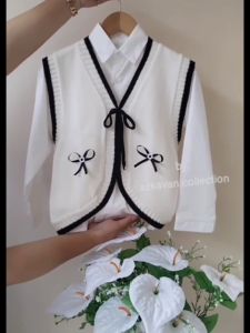 Rompi set kemeja tali pita anak Umur 6-12 tahun