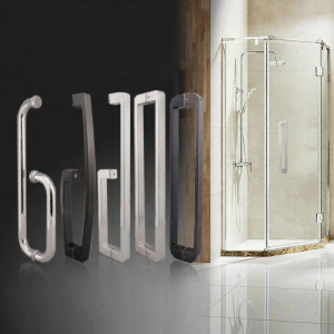 MEISITEKEKE | Bathroom Shower Glass Door Handle L-Shaped 304 Stainless Steel Black