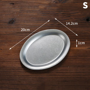 (New) 1 Pcs Japanese Vintage Oval 304 Stainless Steel Restaurant Plate Dessert Tray Kitchen Tableware