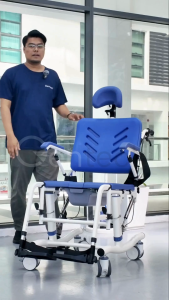 Reclining Shower Wheelchair with Commode Adjust Height Bathroom Shower For Elderly Use