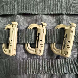 3 Piece Set Small Outdoor MOLLE Belt Quick Open Plastic Climbing Buckle Quick Hang Keychain Tactical Drop D Ring Carabiner