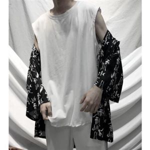 เสื้อเชิ้ตแขนยาวทรงหลวมสบาย ๆ สำหรับผู้ชาย ดีไซน์ลายดาวเคราะห์ในอวกาศ สไตล์ฮ่องกง เสื้อเชิ้ตคอกลมแขนยาวลายดอกไม้