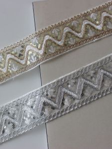 Cottontime แถบปักทองเงินลายคลื่น ผ้าโปร่งสำหรับตกแต่งเสื้อผ้า DIY อุปกรณ์งานฝีมือ วัสดุปักลายขอบ วัสดุปักลายขอบ