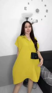 Dress Korean Style Bahan Crinkle Airflow Kekinian Tiara Korean Dress Crinkle Terlaris Ukuran Jumbo Terpopuler Dress Tiara Korean Top Kekinian