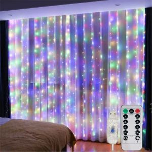 Wedding Curtain String Light USB Plug Christmas LED Lights 8 Lighting Modes Decoration Hanging Ornament Pendant