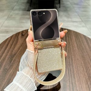 Ốp Điện Thoại Dây Đeo Tay Lấp Lánh Sang Trọng Cho Samsung Z Flip Bảo Vệ Bản Lề Chống Sốc Với Dây Đeo Tay Lấp Lánh Lấp Lánh