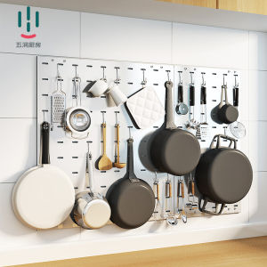 304 Stainless Steel Kitchen Storage Rack Wall Mounted Pot Holder Spoon Rest Organizer European Style Hole Board Utensil Holder