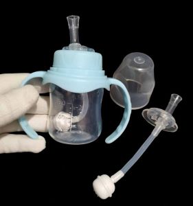 Baby Bottle with Handle Straw Cute Newborn Anti-Fall Anti-Flatulence Mini Small Sized Drinking Water PP Feeding Bottle 60ml