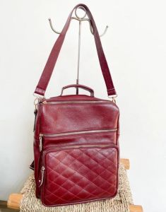 Ransel kulit wanita bahan kulit sapi premium ransel laptop ukuran besar masuk 14inch