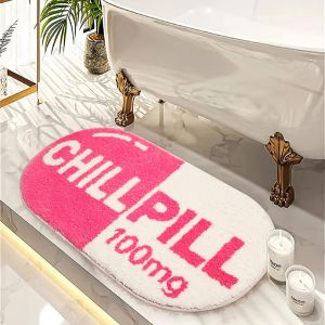 VIKAMA Cute and Soft Pink Oval-shaped Carpet Is Suitable for Bedroom Bedside Decoration Bathroom Absorbent and Home Decor