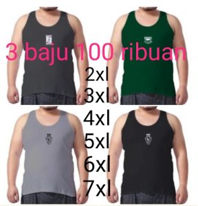 PAKET 3 PCS SINGLET DISTRO JUMBO PRIA 2XL 3XL 4XL 5XL 6XL 7XL 8XL 9XL 10XL/KAOS SINGLET PRIA BIG SIZE/TANKTOP LEKBONG OVERSIZE PAKET 3 PCS WARNA RANDOM
