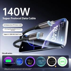 Cáp Sạc Nhanh NNBILI 140W C To C Dây Dữ Liệu Bện 18m Cho iPhone Xiaomi Quick Charge PD Dây Sạc Điện Thoại Di Động