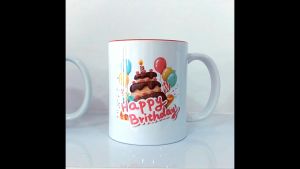 CETAK Custom Mug keramik motif Ulang tahun/ murah gelas souvenir kado hadiah Print Ulangtahun Birthday