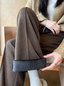 YAYANGREN | Winter Flannel Wide Leg Pants for Short Women New Model Caffe Color