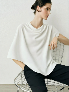 AMII | Summer Elegant Commuter Asymmetric Flutter Sleeve Pearl-buttoned Blouse