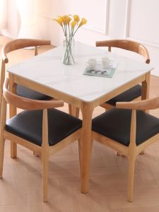 Nordic Style Solid Wood Rock Table Square Minimalist Dining Table Small Home Use Modern Simple Four Square Table