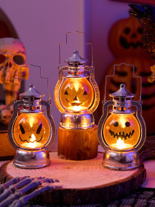 Halloween Pumpkin Oil Lamp Scene Decoration Atmosphere Little Ornament Festival Costume Supplies Kindergarten Classroom Decor