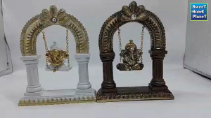 Lord Ganesha Playing on Om Swing Idol - Traditional Ganpati Statue Spiritual Housewarming Gift Modern Vastu Decor for Home