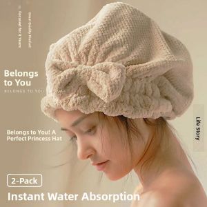 MONLEYTA | Thickened Bath Cap Womens Butterfly Knot Shampoo Super Absorbent Quick Dry New 2022 Cute Hair Drying Cap Personal Care
