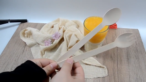 100pcs/pack Wooden Spoon Fork Ice Cream Scoop Disposable Spoon Fork Set Outdoor Portable Cutleries