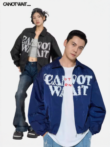 CANOTWAIT_ | Mirror-Printed American-Style Autumn and Winter Jacket