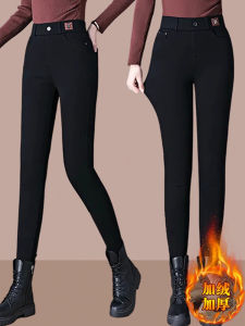 กางเกงขายาวทรงหลวมเอวสูงสำหรับผู้หญิง ฤดูใบไม้ผลิ ฤดูใบไม้ร่วง ฤดูหนาว กางเกงขายาวทรงหลวมแบบหนาและอบอุ่นสำหรับผู้หญิง