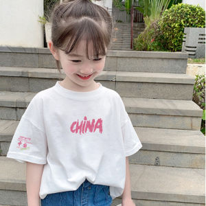 Kids White Pure Cotton T-shirt Summer New Arrival Men and Women Baby Leisure Short Sleeve Loose Cartoon Printed Half Sleeve Tops